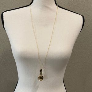 Gold plated long triple circle necklace
